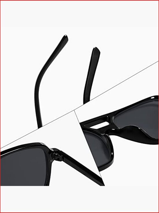 Retro Square Aviator Sunglasses with UV Protection, Microfiber Pouch & Box main image 4
